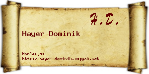 Hayer Dominik névjegykártya